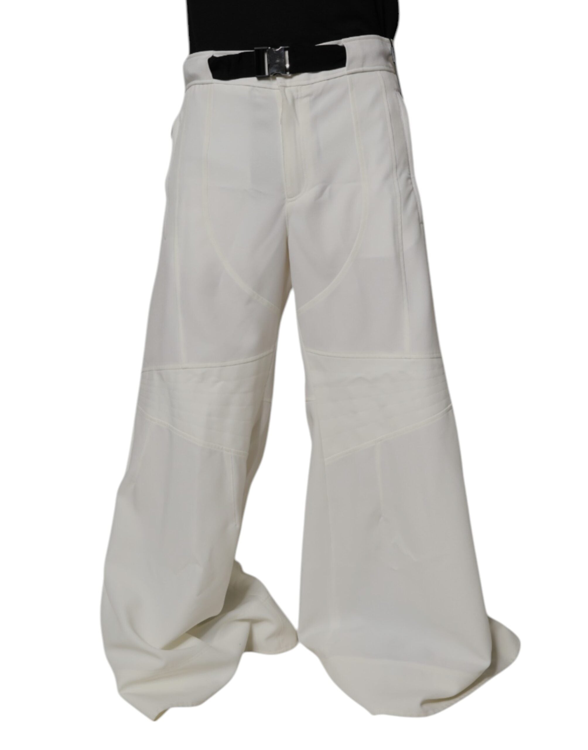 Dolce & Gabbana Weiße Hose mit mittlerer Taille und weitem Bein