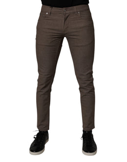 Dolce & Gabbana Braune Baumwoll-Stretch-Chinohose