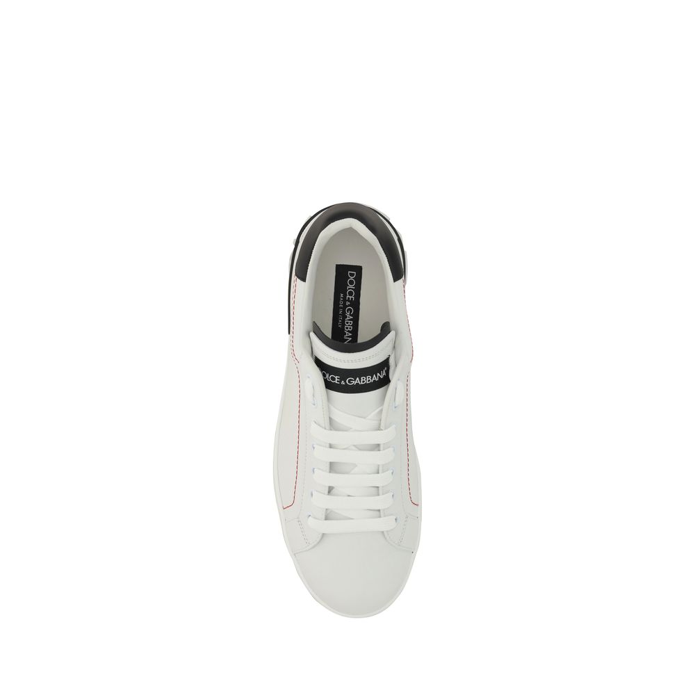 Dolce & Gabbana Weiße Low-Top-Sneaker aus Kalbsleder Bos Taurus
