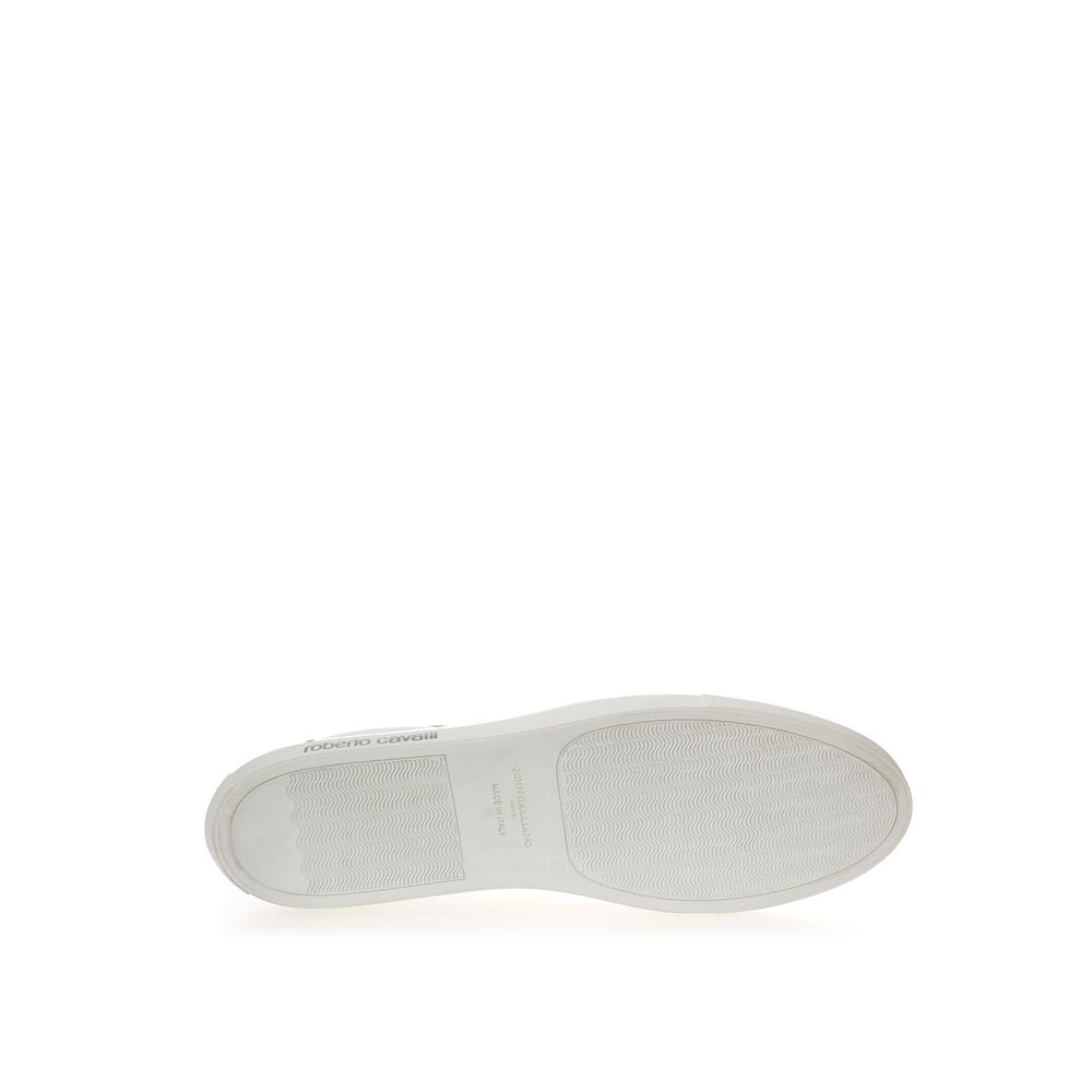 Roberto Cavalli Weiße Low-Top-Sneaker aus Leder