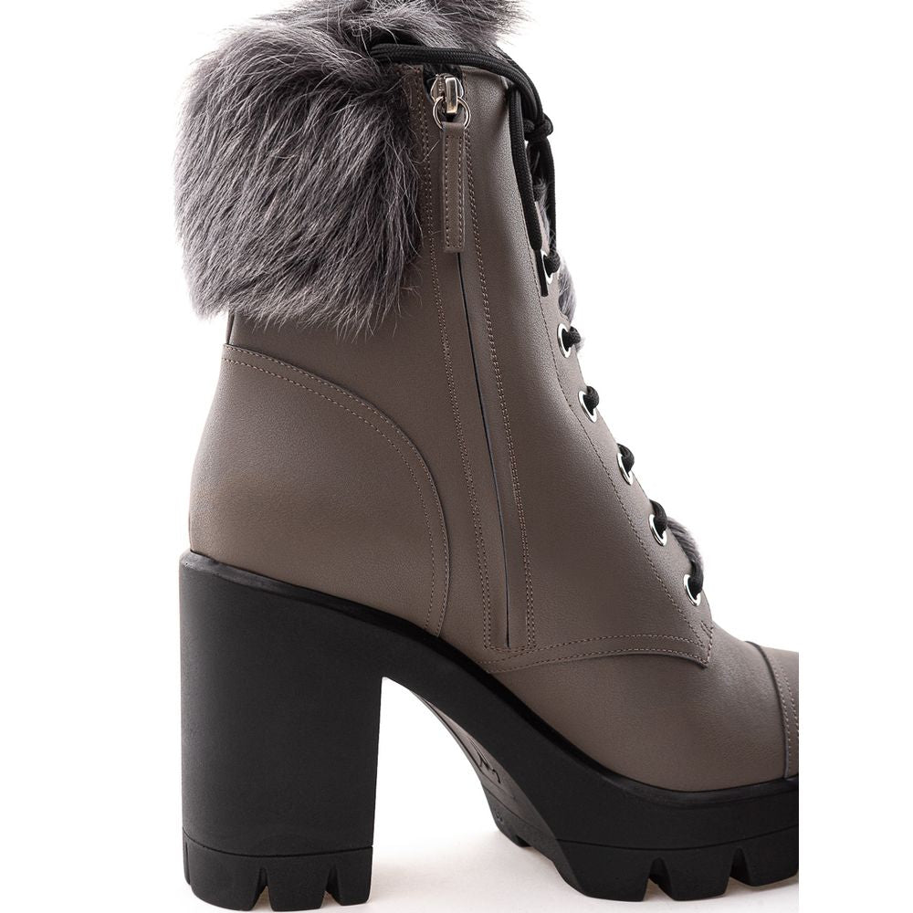 Giuseppe Zanotti Beigefarbene Schnürstiefel aus Öko-Leder