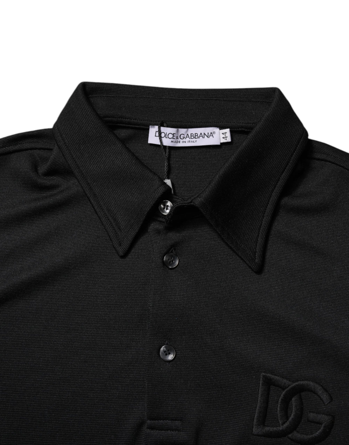 Dolce & Gabbana Schwarzes Polyester DG Logo Poloshirt mit Kragen