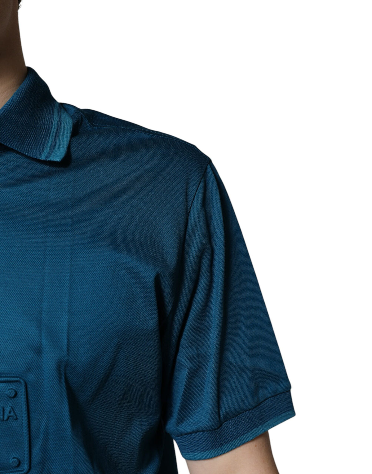 Dolce & Gabbana Blaues Logo-Baumwoll-Poloshirt für Männer T-shirt