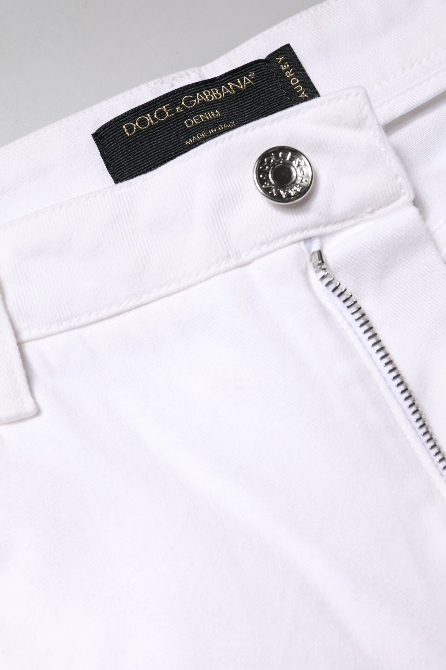 Dolce & Gabbana Weiße Skinny Denim Jeans aus Baumwolle mit mittlerer Taille