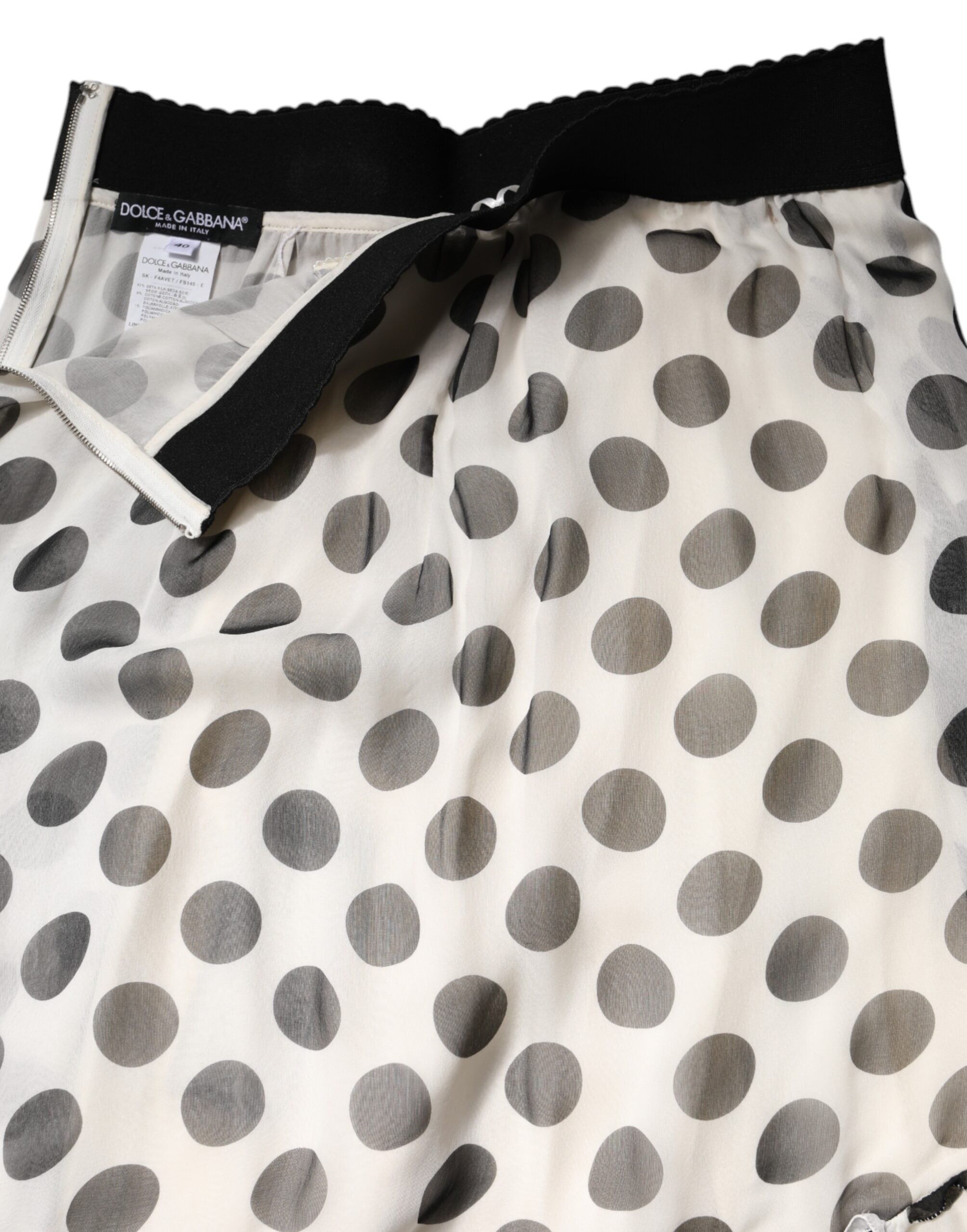 Dolce & Gabbana Weiß Schwarz Polka Dots Knielanger Rock