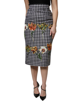 Dolce & Gabbana Mehrfarbiger Bleistiftrock mit Blumendruck und hoher Taille