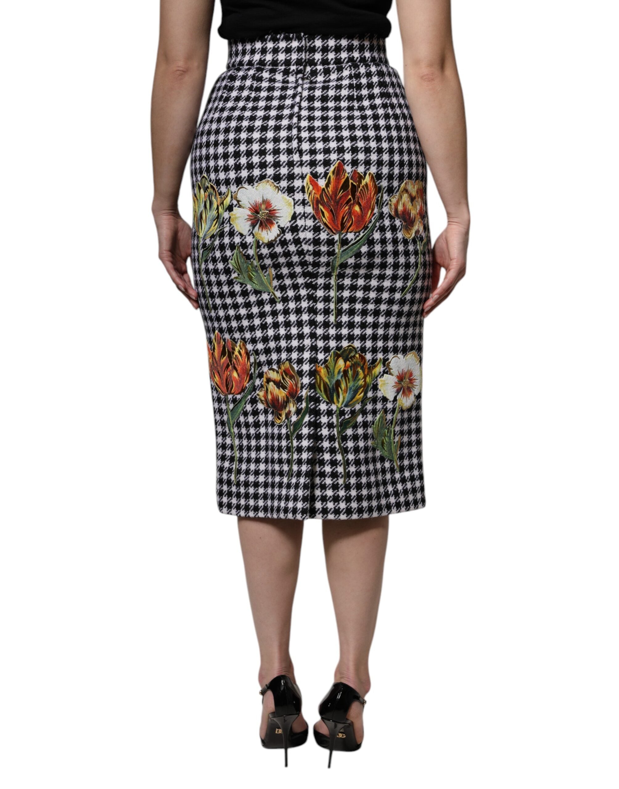 Dolce & Gabbana Mehrfarbiger Bleistiftrock mit Blumendruck und hoher Taille