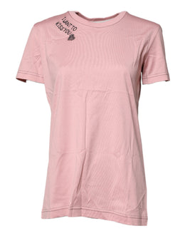 Dolce & Gabbana Rosa T-Shirt mit Rundhalsausschnitt und Logodruck aus Baumwolle