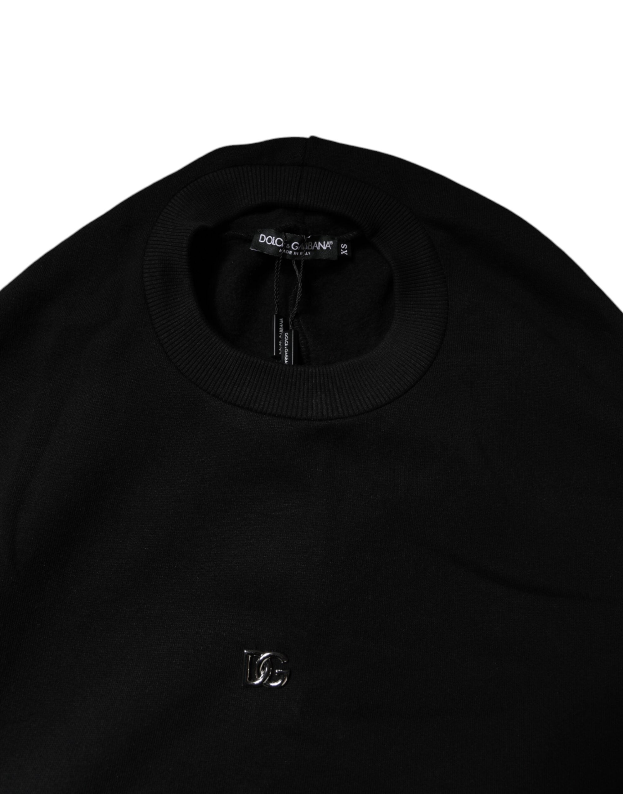 Dolce & Gabbana Schwarzer Baumwoll-Rundhals-Sweatshirt
