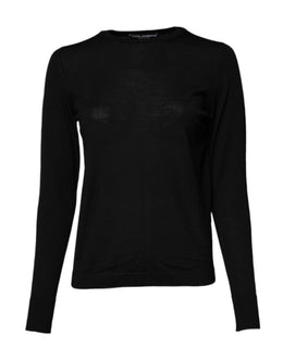 Dolce & Gabbana Schwarzer Pullover mit Rundhalsausschnitt aus Wollstrick