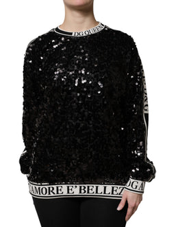 Dolce & Gabbana Schwarzer DG Queen Pailletten-Pullover Sweater