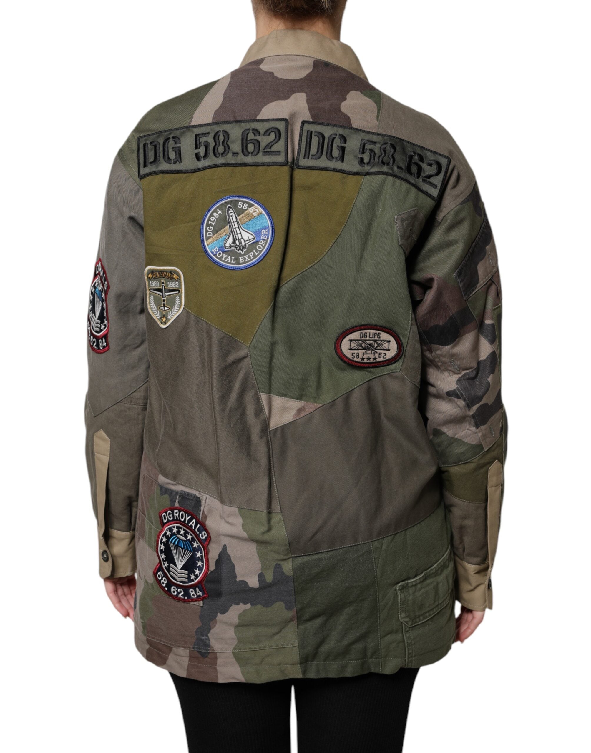 Dolce & Gabbana Militärgrüne Jacke aus Baumwolle mit Knopfleiste