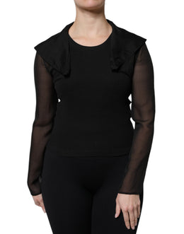 Dolce & Gabbana Schwarzes Seidenblusentop mit langen Ärmeln