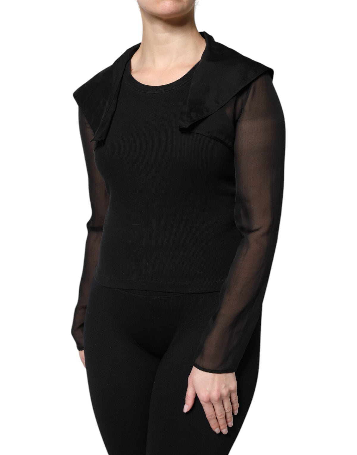 Dolce & Gabbana Schwarzes Seidenblusentop mit langen Ärmeln