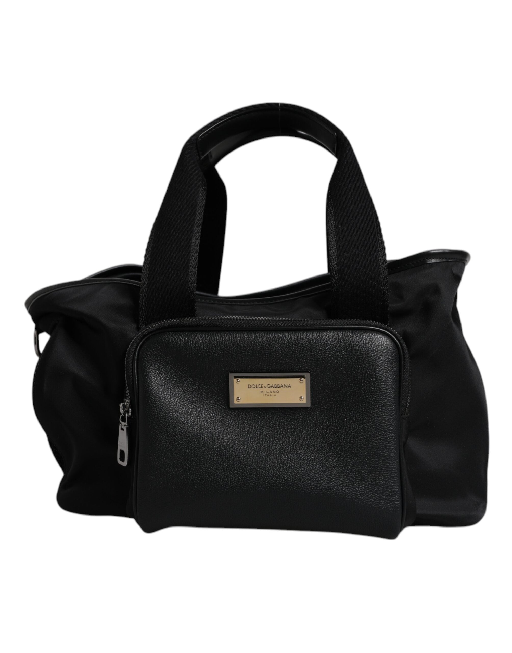 Dolce & Gabbana Schwarzer Schultergurt Pet Carry Logo Plaque Tasche
