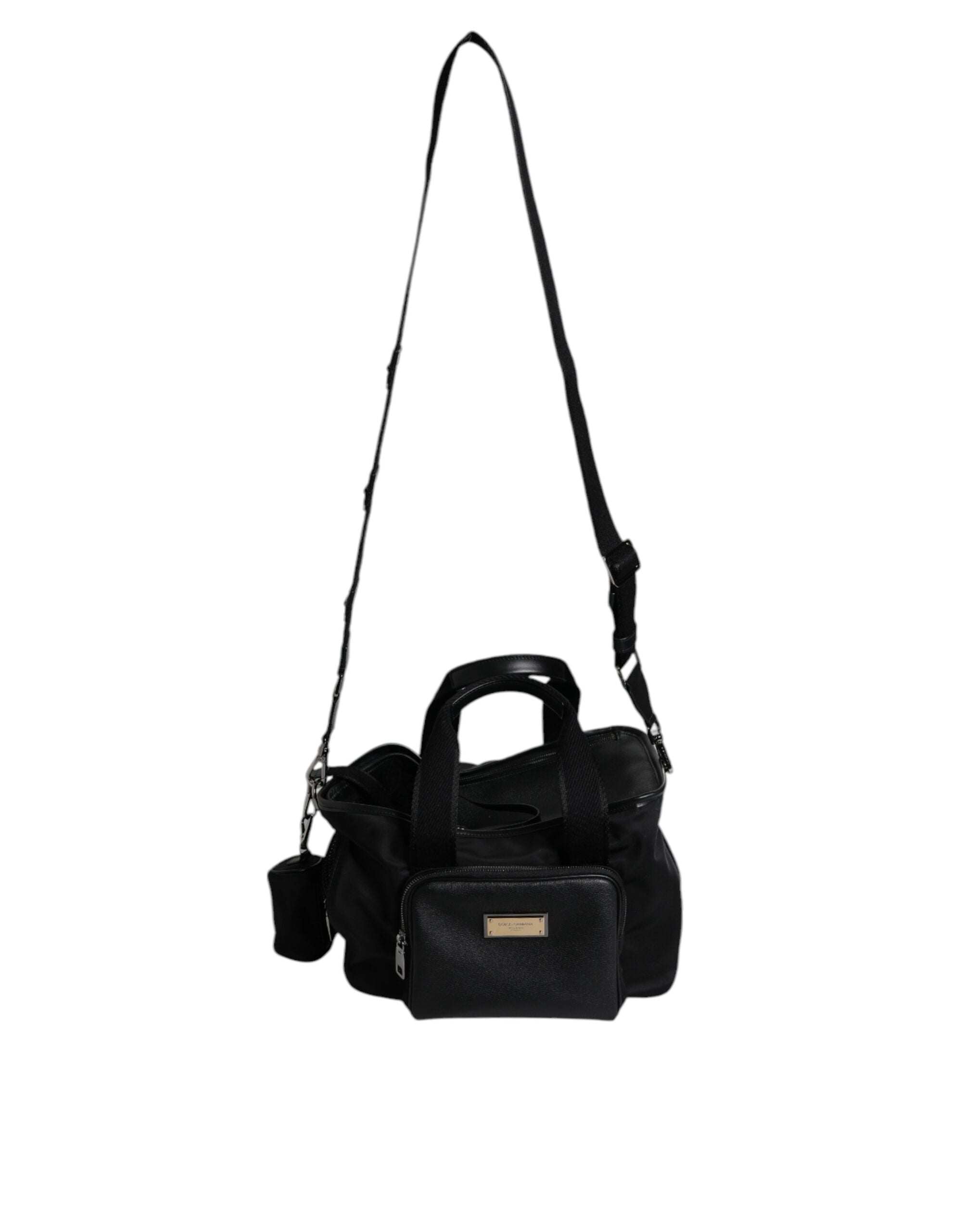 Dolce & Gabbana Schwarzer Schultergurt Pet Carry Logo Plaque Tasche