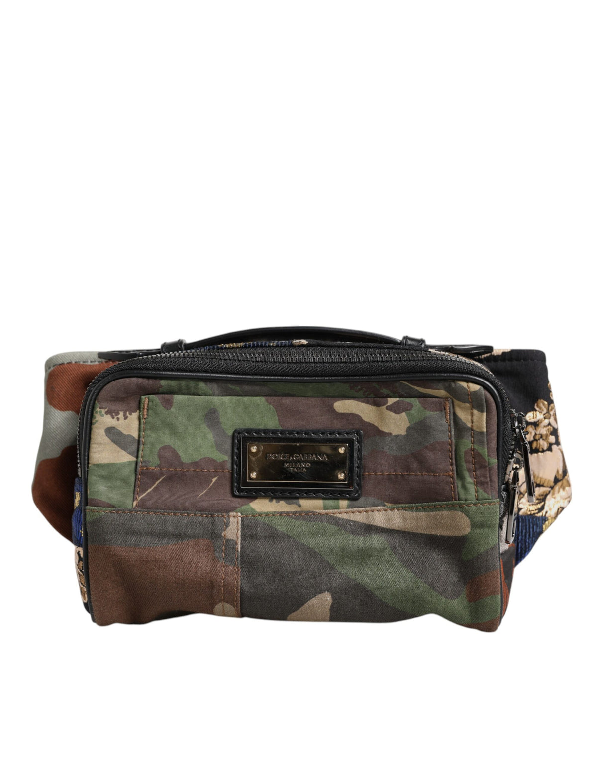 Dolce & Gabbana Multicolor Camouflage Patchwork Logo Taille Gürteltasche
