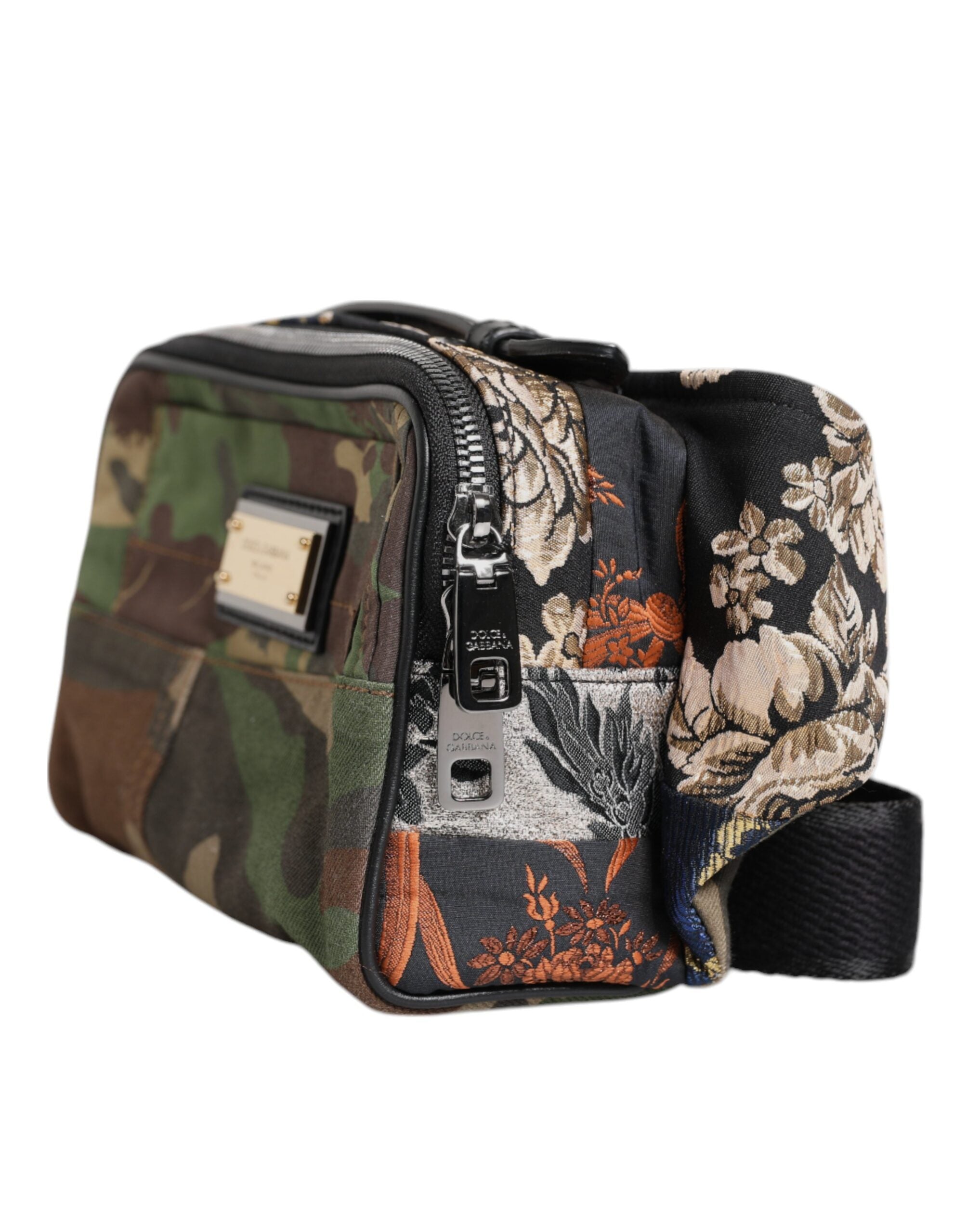 Dolce & Gabbana Multicolor Camouflage Patchwork Logo Taille Gürteltasche