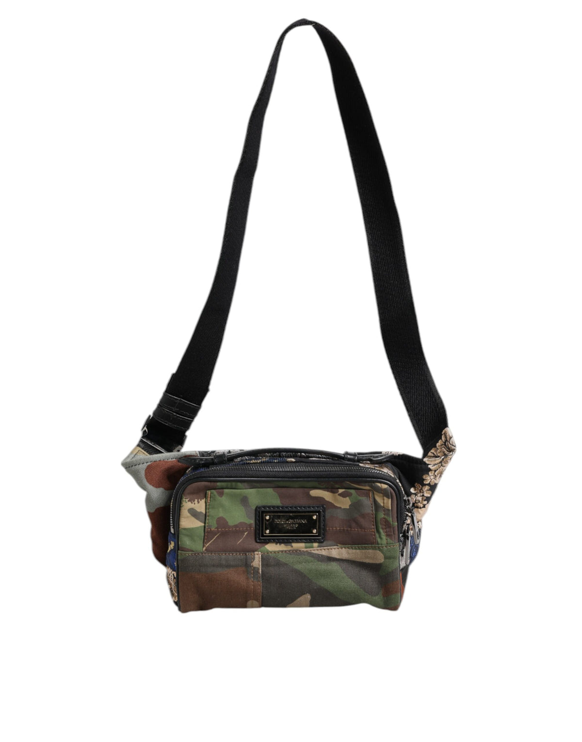 Dolce & Gabbana Multicolor Camouflage Patchwork Logo Taille Gürteltasche
