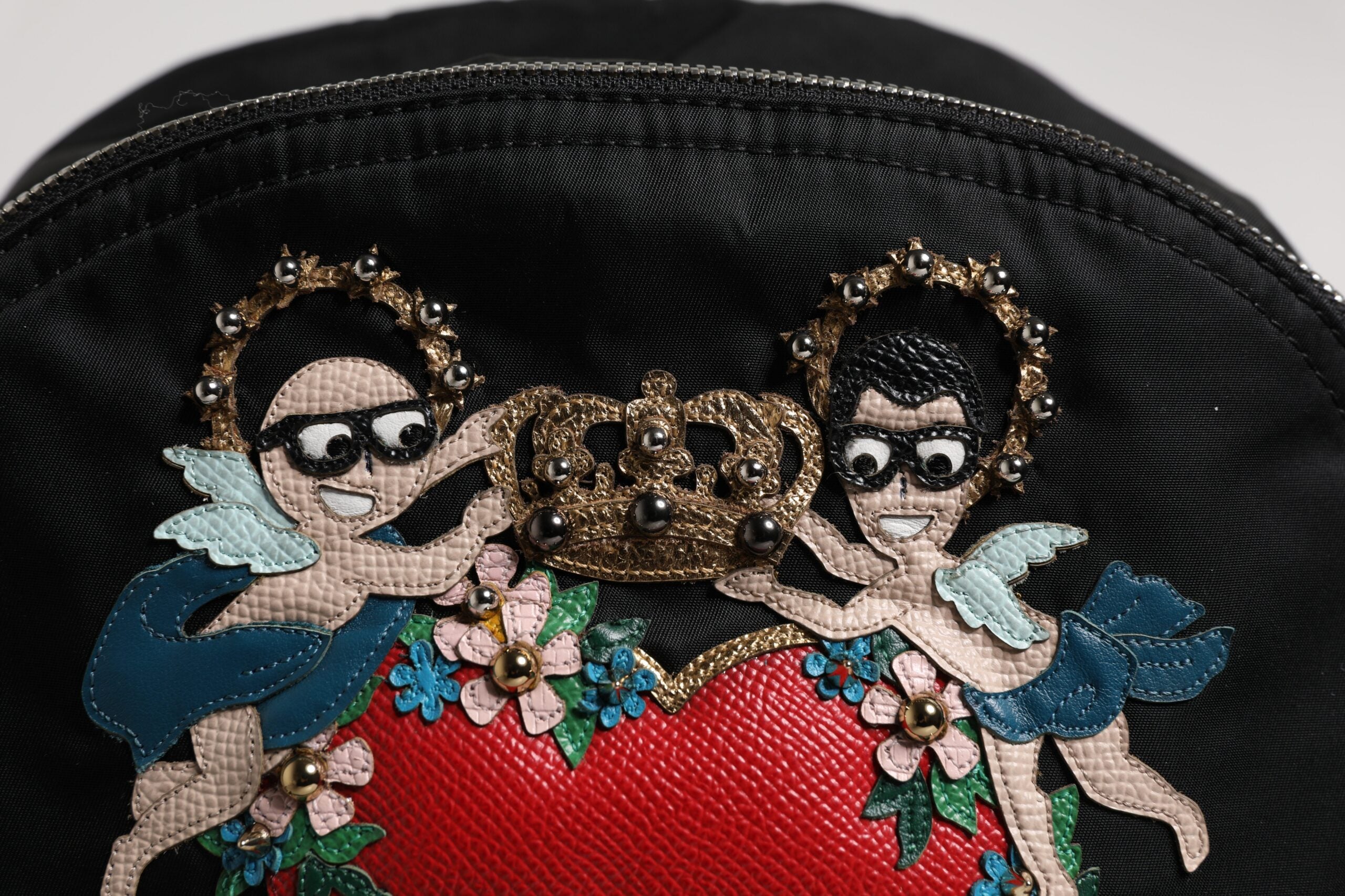 Dolce & Gabbana Schwarzes Nylon #DGFAMILY verschönert Rucksack VULCANO Tasche