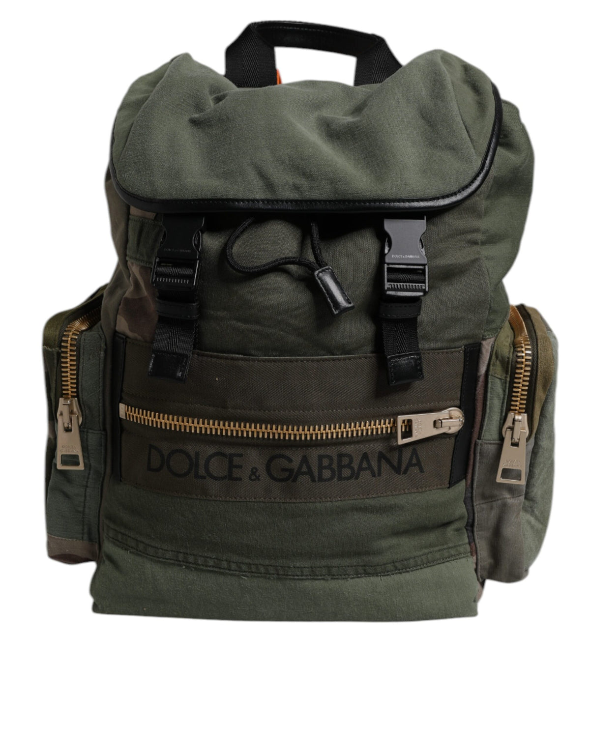 Dolce & Gabbana Militärgrünes Patchwork-Reiserucksacktasche