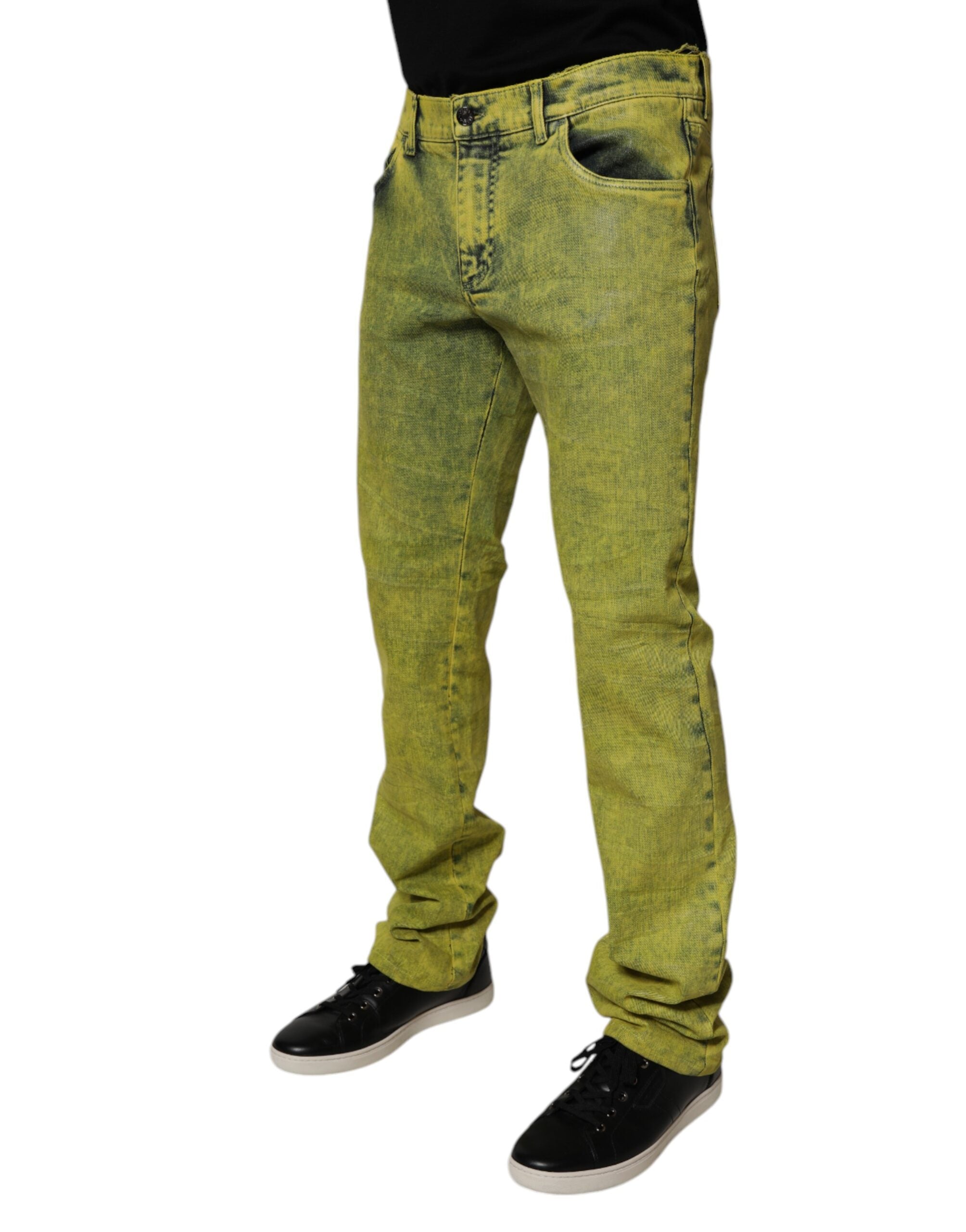 Dolce & Gabbana Gelbe Baumwoll-Stretch-Skinny-Denim-Jeans für Männer