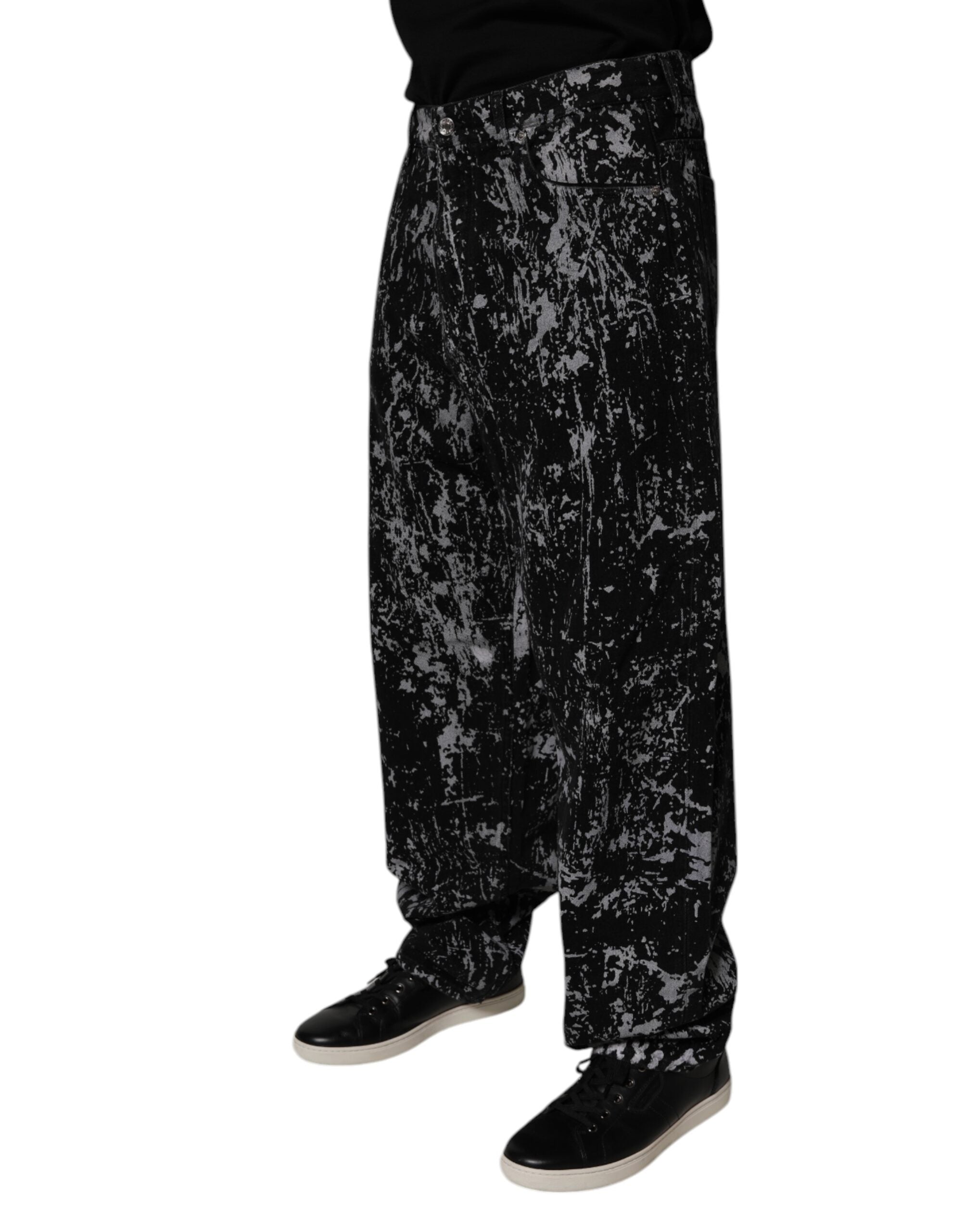 Dolce & Gabbana Schwarze Krawattenfärbung Baumwolle gerade Männer Denim Jeans
