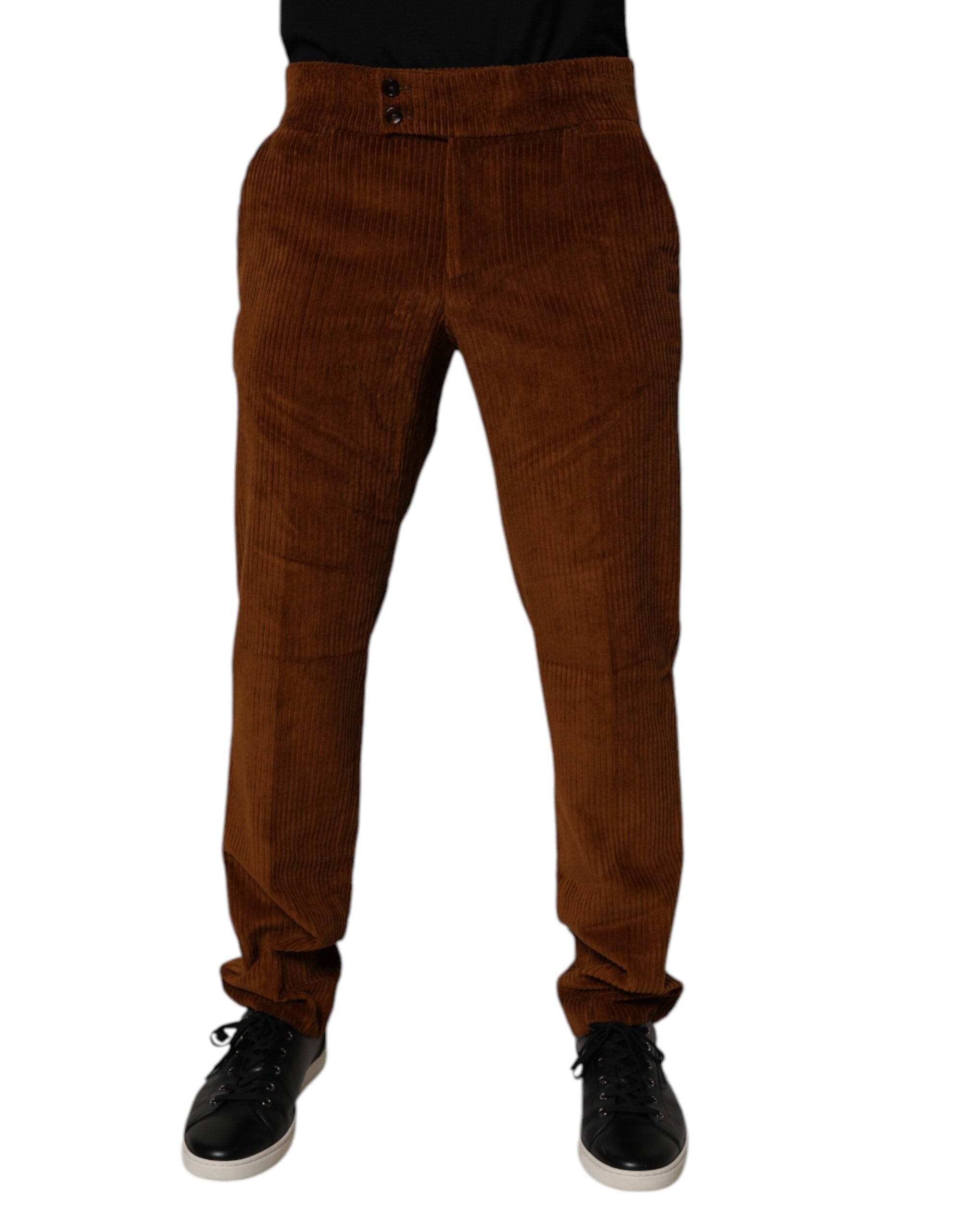 Dolce & Gabbana Dunkelbraune Cord-Baumwoll-Skinny-Denim-Jeans