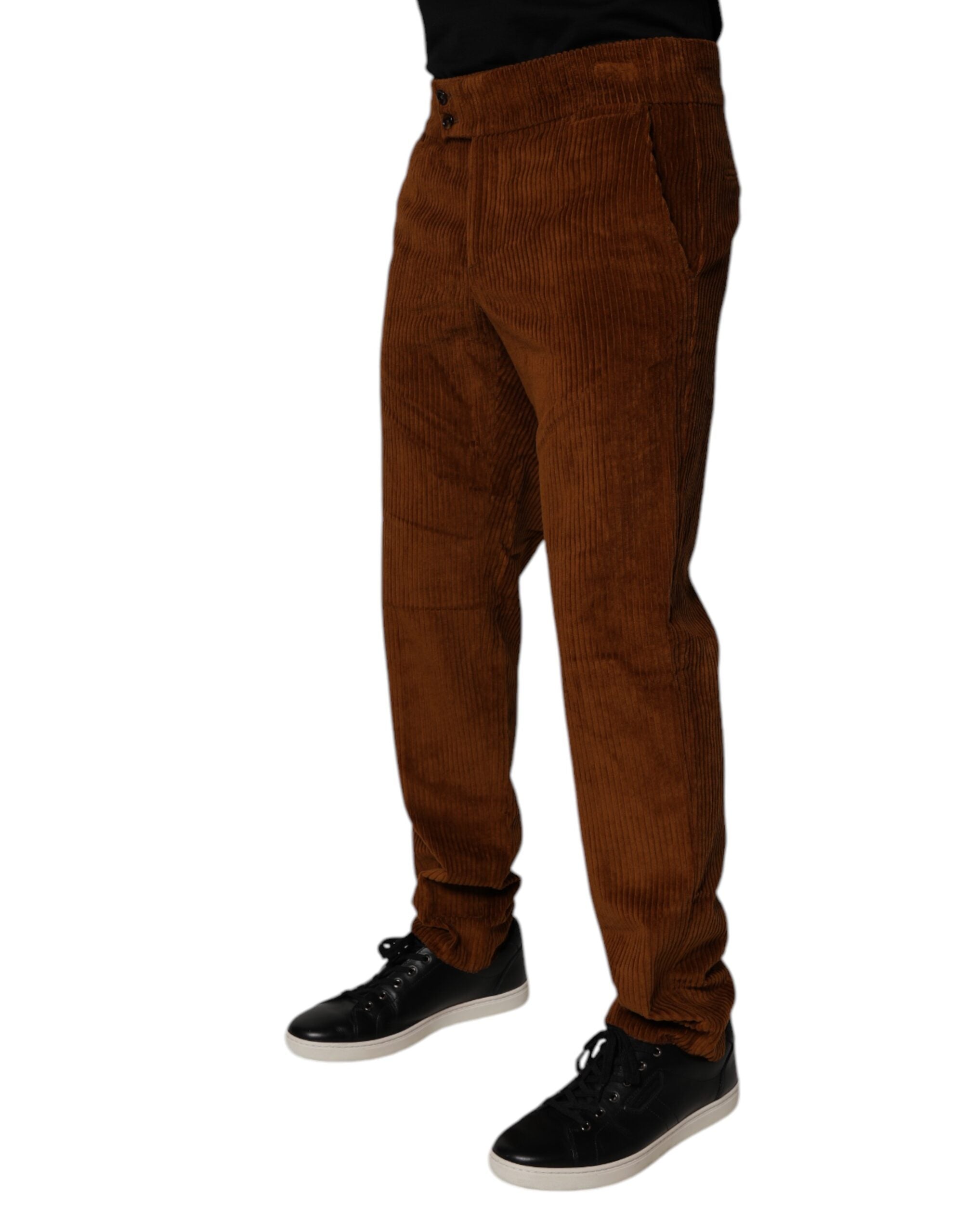 Dolce & Gabbana Dunkelbraune Cord-Baumwoll-Skinny-Denim-Jeans
