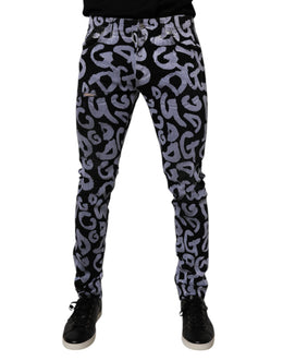 Dolce & Gabbana Schwarze Logo-Monogramm-Baumwoll-Skinny-Denim-Jeans