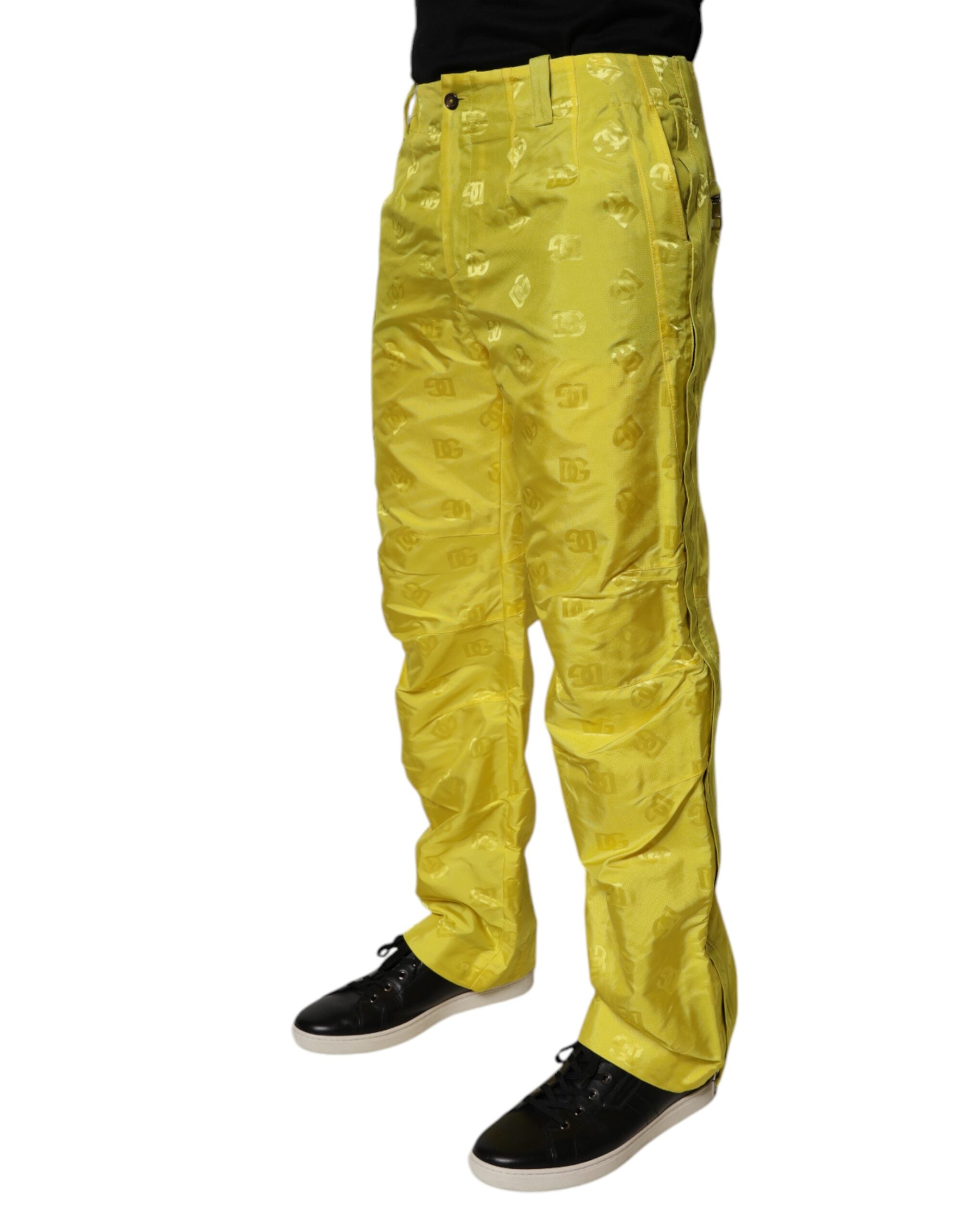 Dolce & Gabbana Gelbe DG Monogram Polyester-Hose