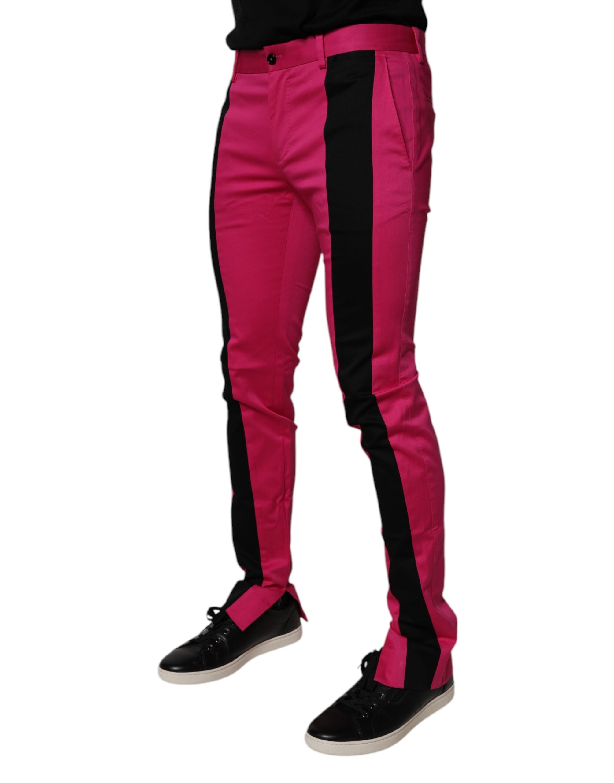 Dolce & Gabbana Rosa schwarz gestreift Slim Fit Herren Anzughose