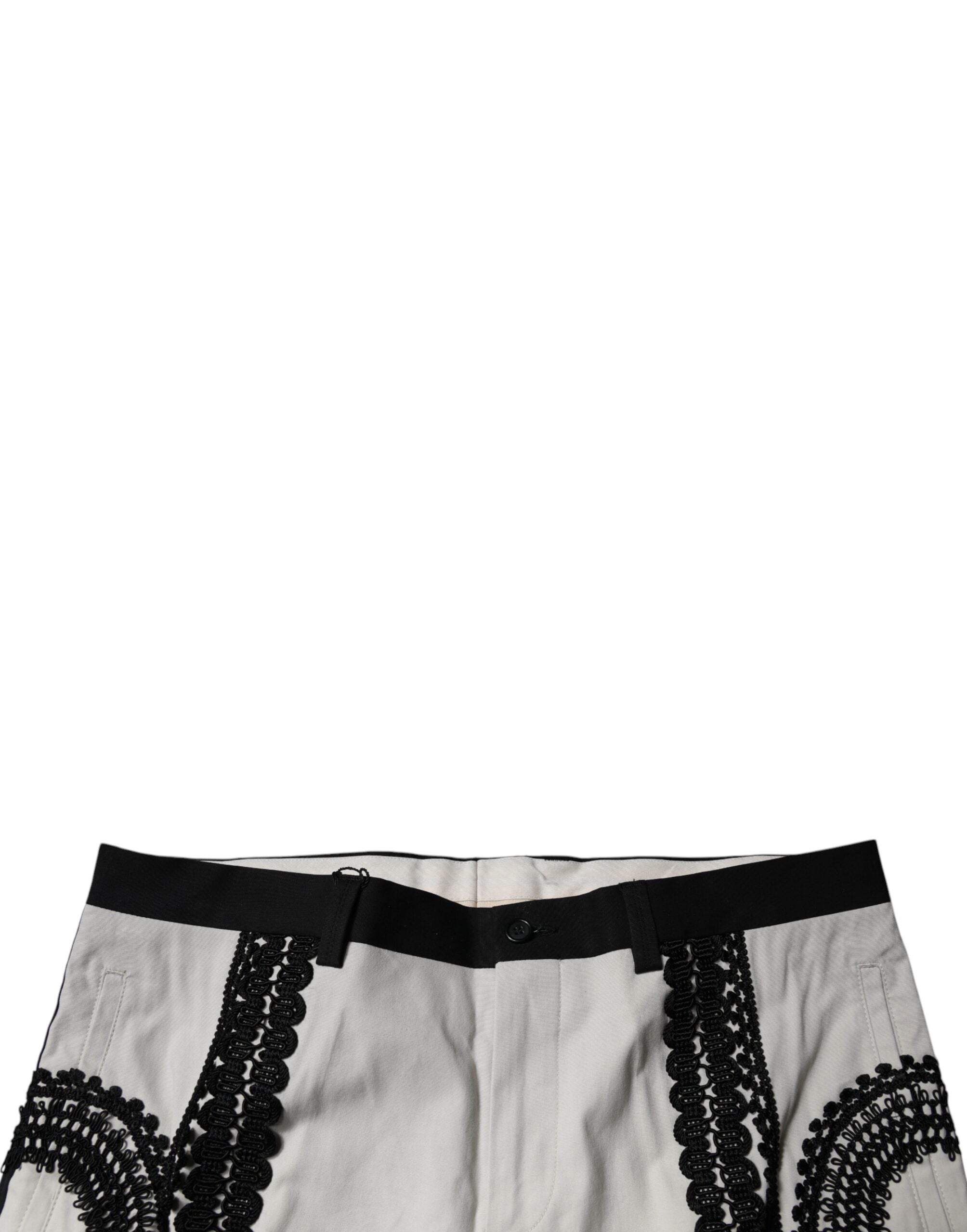 Dolce & Gabbana Weißes Kleid mit Spitzenbesatz und mittlerer Taille Formelle Hose