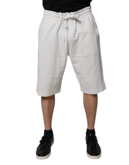 Dolce & Gabbana Weiße Baumwoll-Sweatshorts Männer Bermuda-Shorts