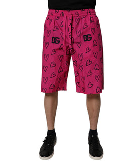 Dolce & Gabbana Rosa Bermuda-Shorts mit Herz-Print aus Baumwolle