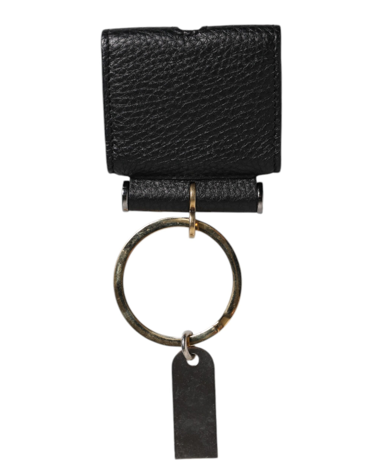 Dolce & Gabbana Schwarzer Lederriemen Gold Metall Logo Plaque Airpods Fall