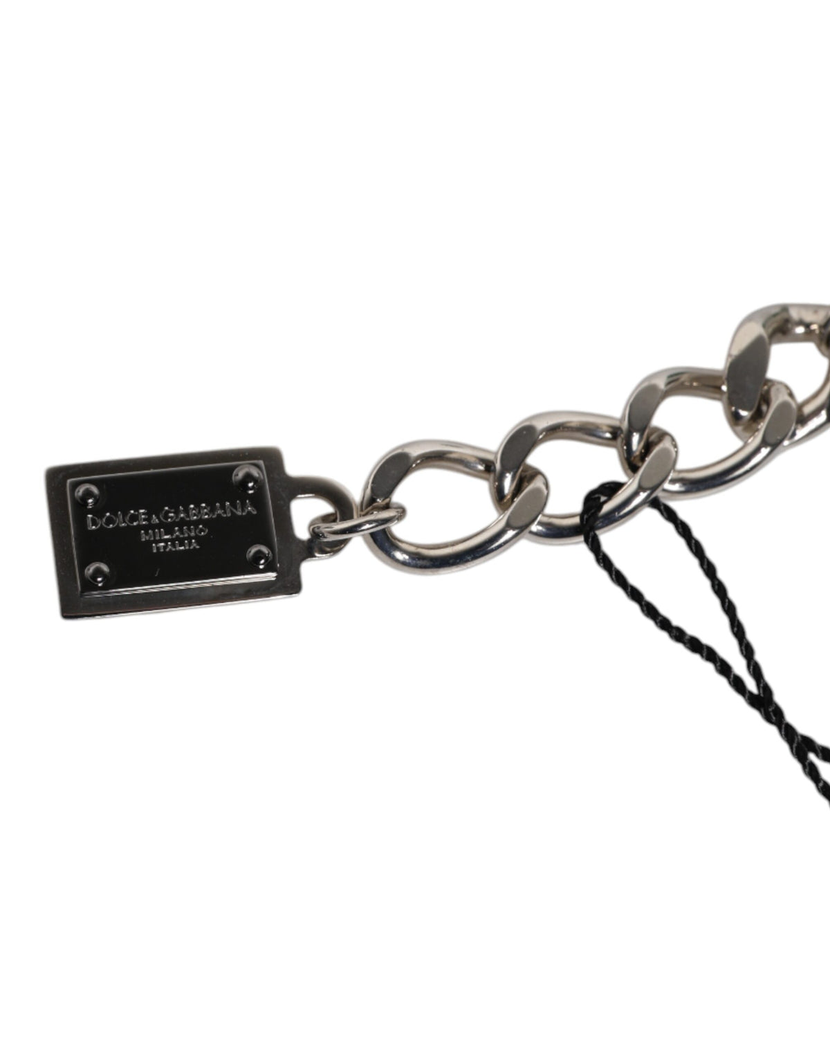 Dolce & Gabbana Silber-Ton Messing Perle Würfel Logo verschönern Charm-Armband