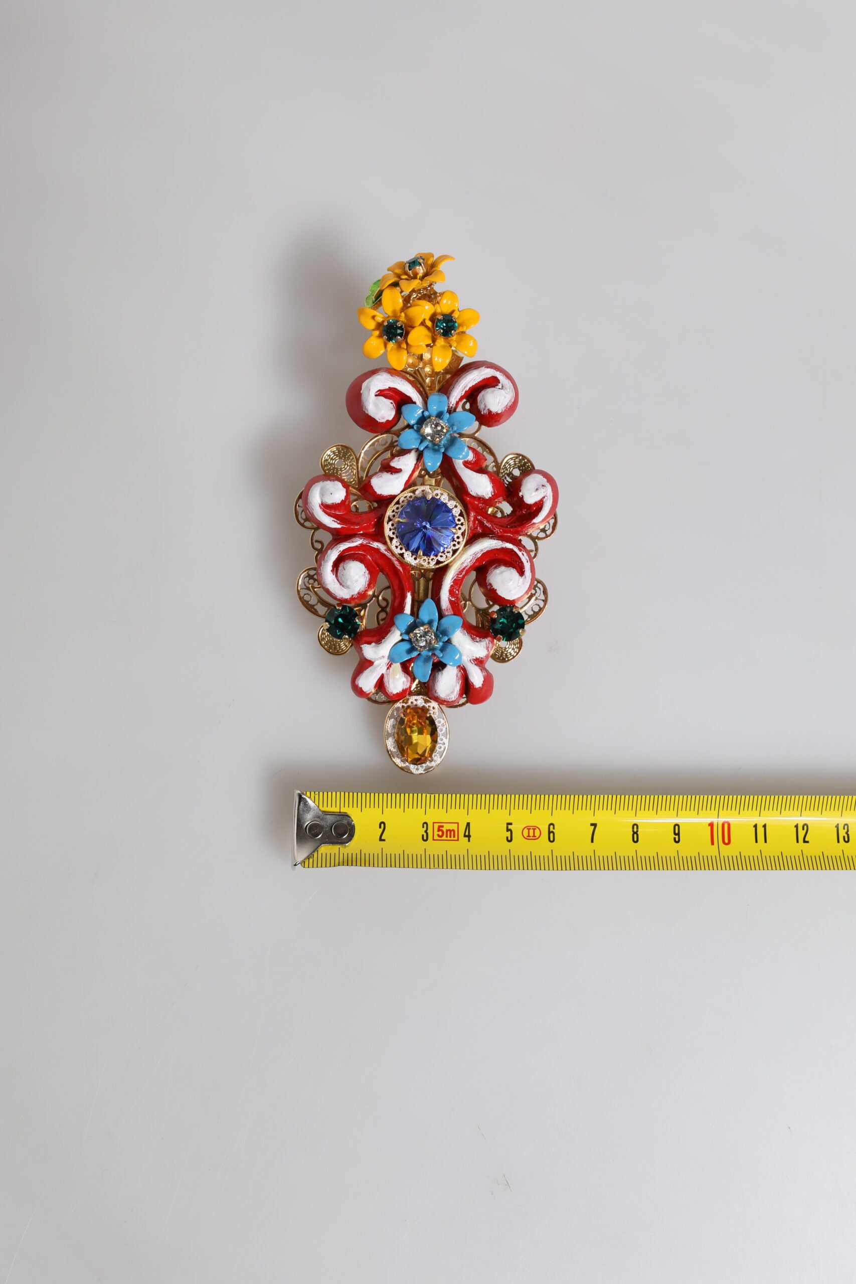 Dolce & Gabbana Multicolor Frühling CARRETTO Gold Messing Kristall Haarspange