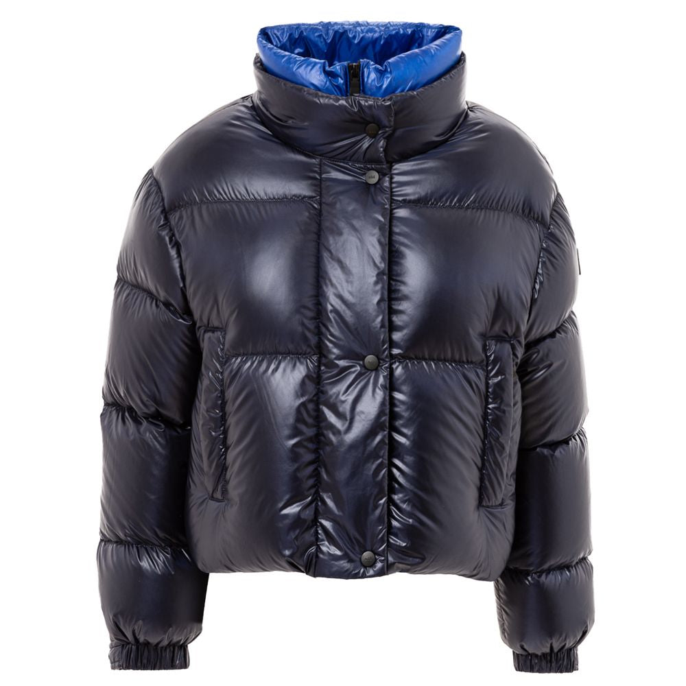 Add Blaue Polyamid-Jacke in voller Länge