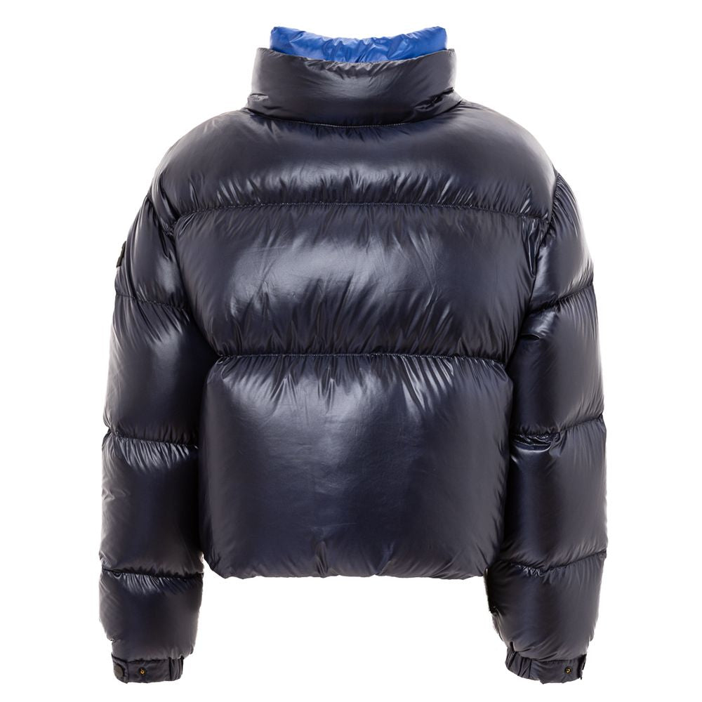 Add Blaue Polyamid-Jacke in voller Länge