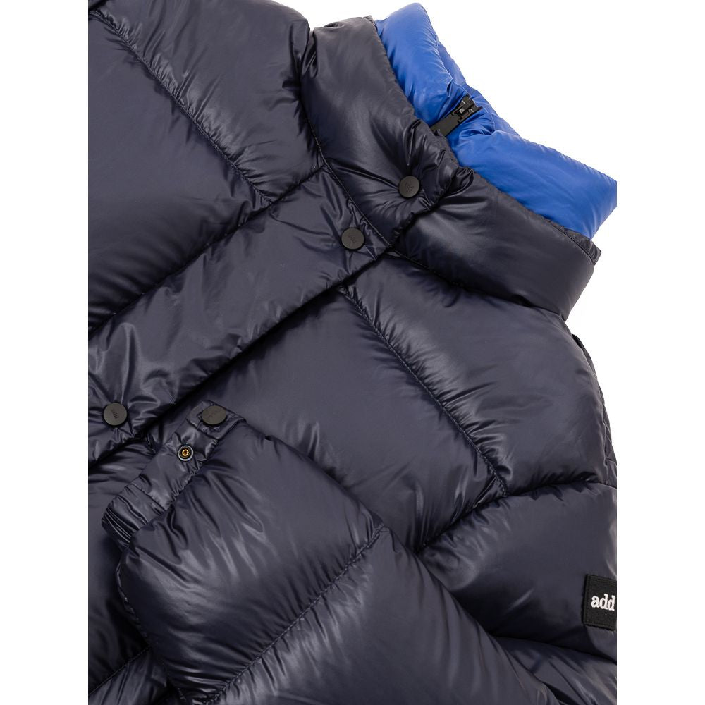 Add Blaue Polyamid-Jacke in voller Länge