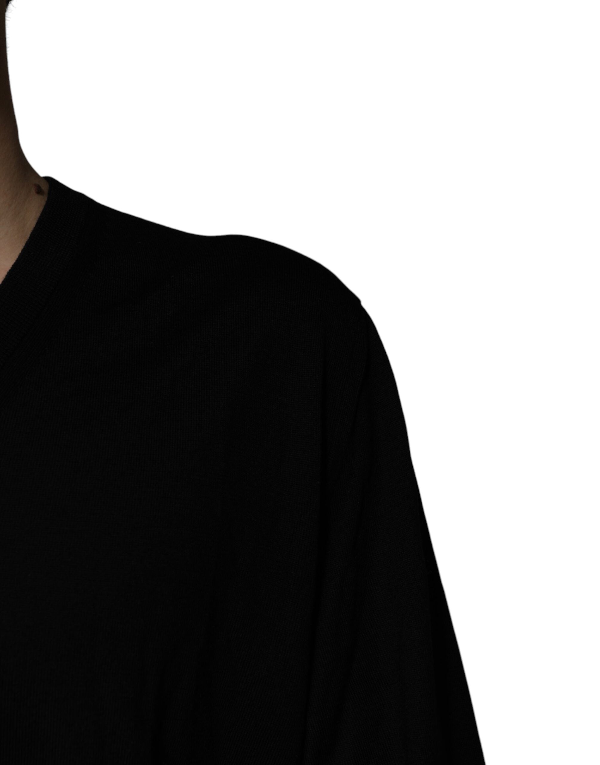 Dolce & Gabbana Schwarzer Camouflage Pullover mit V-Ausschnitt
