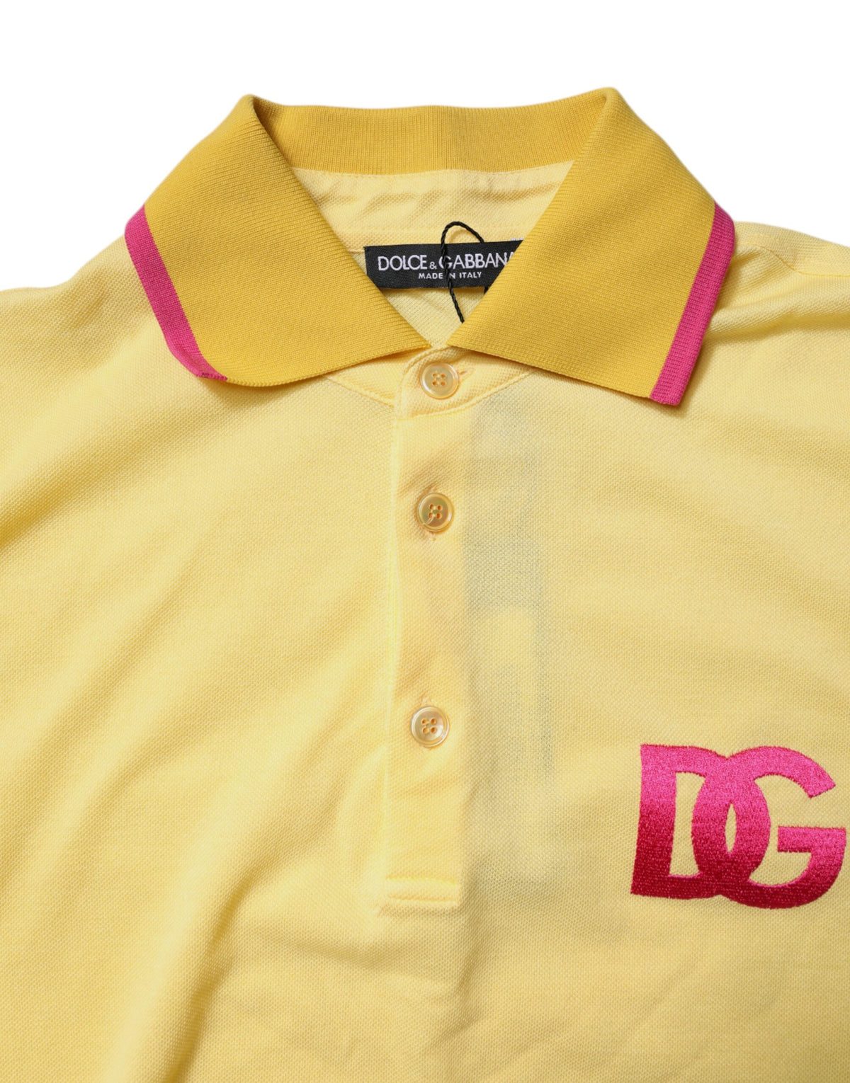 Dolce & Gabbana Gelbes Logo-Polo-T-Shirt aus Baumwolle mit Kragen