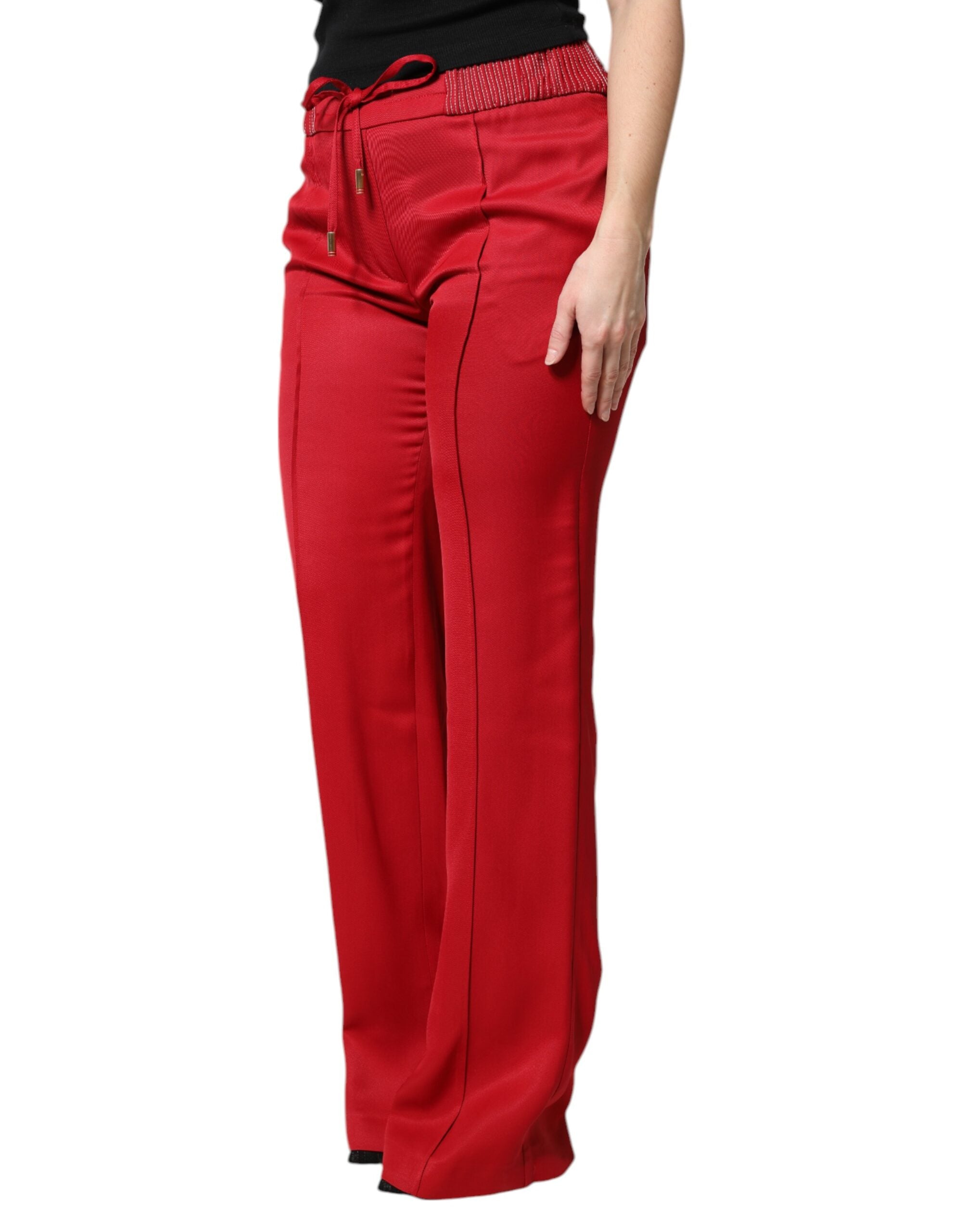 Dolce & Gabbana Rote Viskose-Hose in gerader Passform