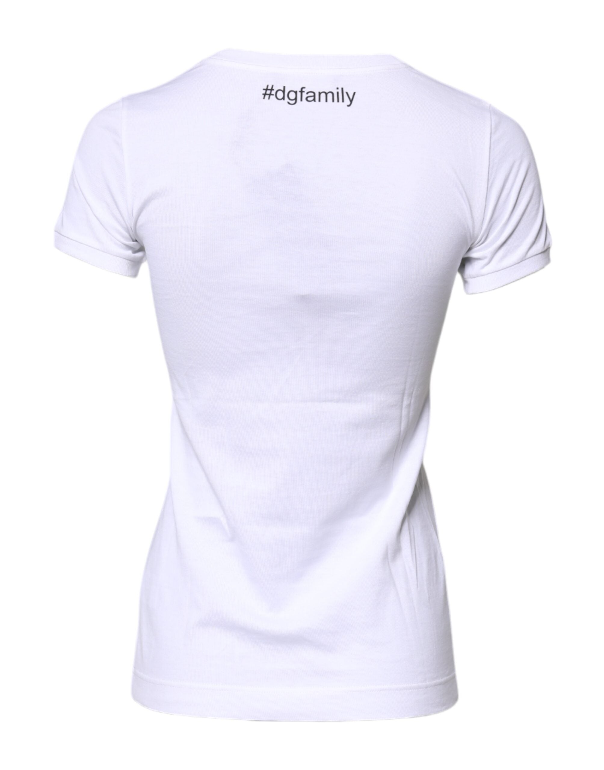Dolce & Gabbana Weißes Baumwoll-T-Shirt mit #DGFAMILY-Stickerei