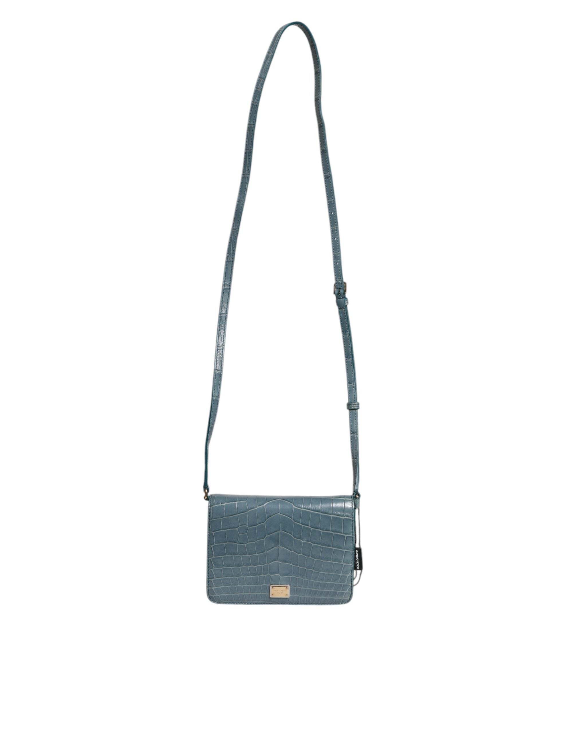 Dolce & Gabbana Grüne Exotenleder DG Plaque Crossbody Mini-Tasche