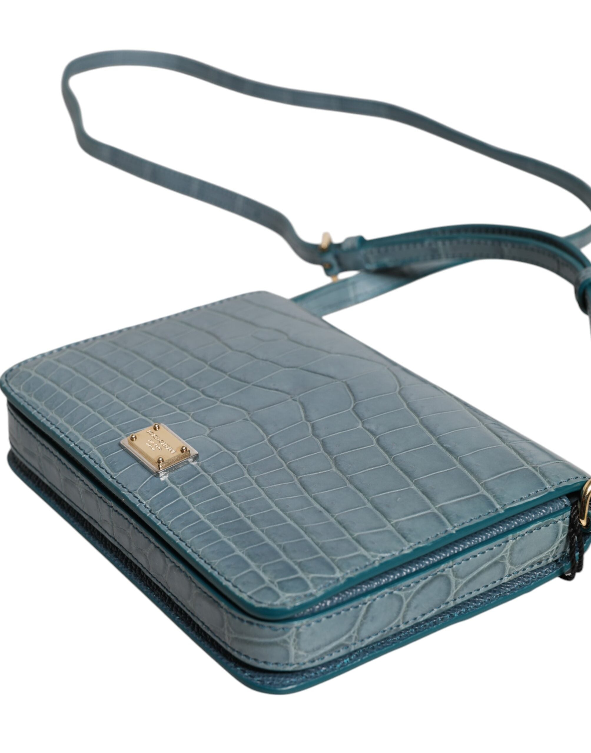 Dolce & Gabbana Grüne Exotenleder DG Plaque Crossbody Mini-Tasche