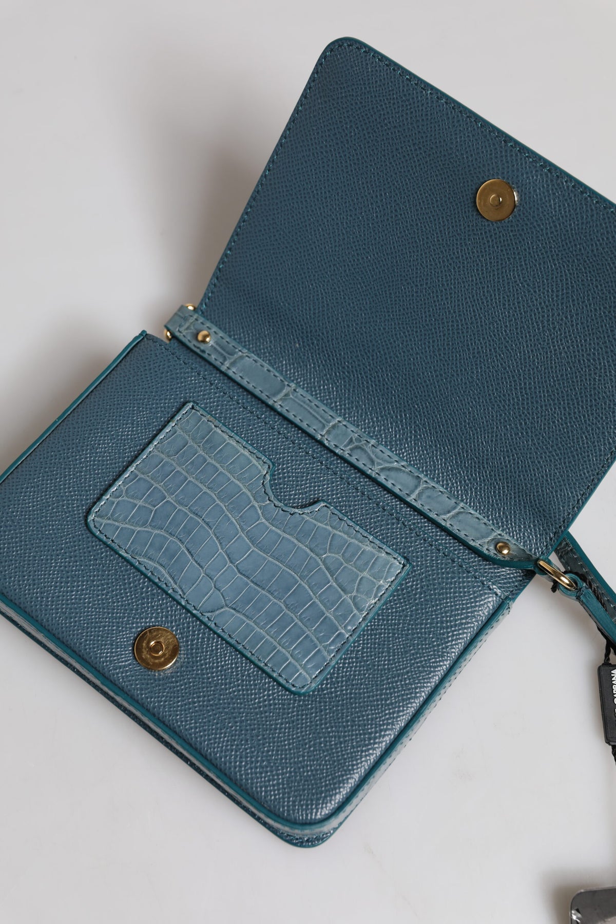 Dolce & Gabbana Grüne Exotenleder DG Plaque Crossbody Mini-Tasche