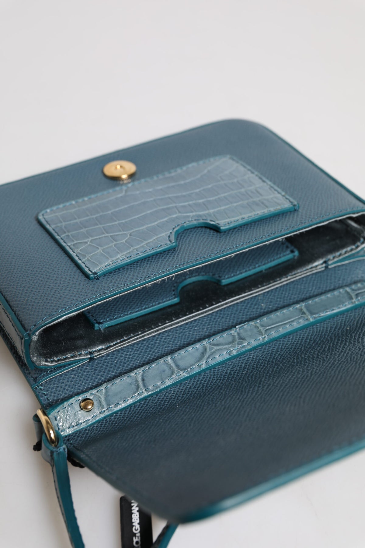 Dolce & Gabbana Grüne Exotenleder DG Plaque Crossbody Mini-Tasche
