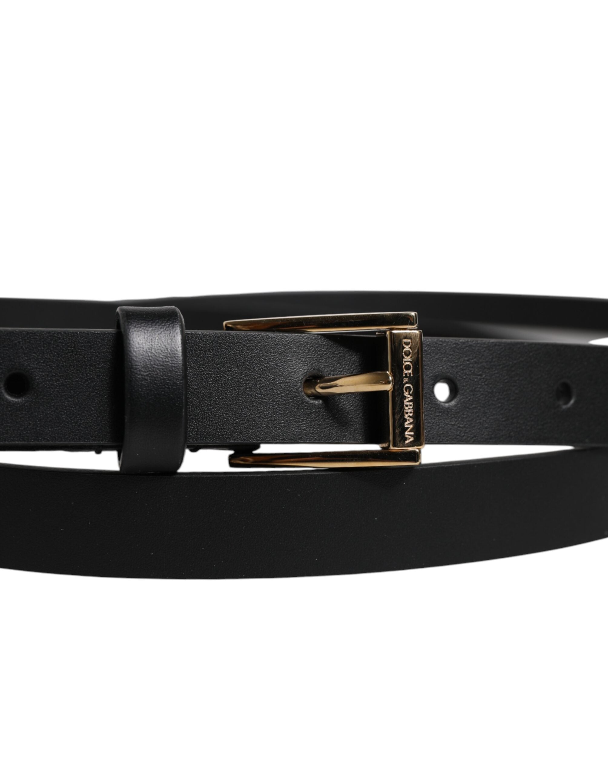 Dolce & Gabbana Schwarzer Kalbsledergürtel mit klassischer Metall-Logo-Schnalle